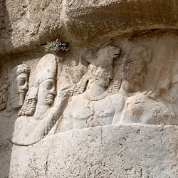 Naqš-e Rustam, First Relief of Bahram II: Bahram I, Shapur I, and Ardašir I