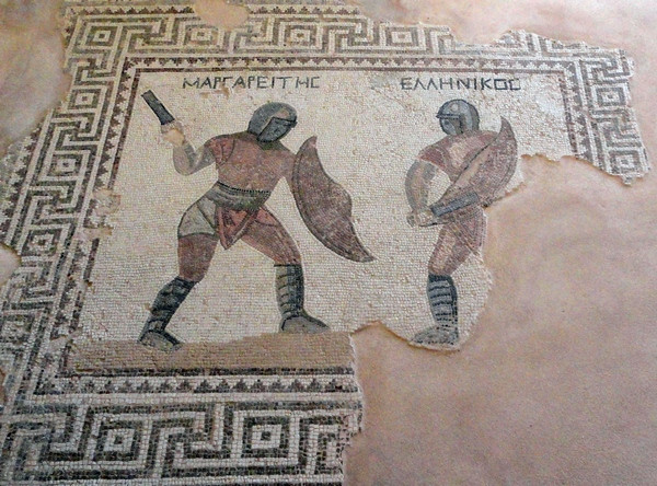 Kourion, House of the Gladiators, mosaic with gladiators