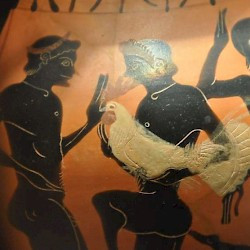 Erotic scene with a rooster