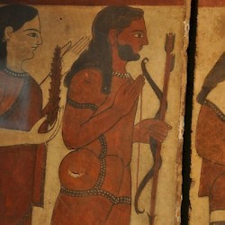Caere,  Banditaccia necropolis, Wall painting of an archer