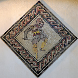 Reims, Mosaic of a gladiator (thraex)