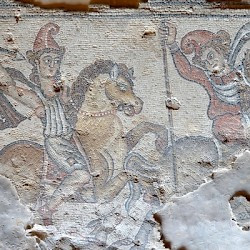 Sepphoris, House of the Nile Mosaic, Amazons with Phrygian caps