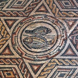 Piazza Armerina, Guest Room, Four Seasons Mosaic, detail: Fish