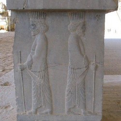 Apadana, Eastern entrance: two guardsmen, dressed as civilians. Their sticks indicate that they are officers.