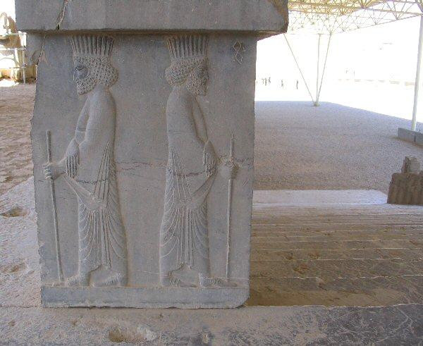 Apadana, Eastern entrance: two guardsmen, dressed as civilians. Their sticks indicate that they are officers.