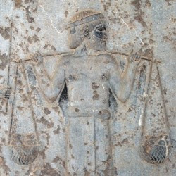 Persepolis, Apadana, East Stairs, A man from Sindhu, carrying gold