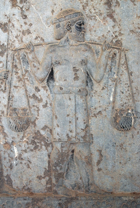 Persepolis, Apadana, East Stairs, A man from Sindhu, carrying gold