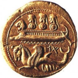 Phoenician coin with warship