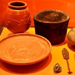Günzburg, Grave gifts from a Germanic mercenary in the Roman army: a Germanic fibula, some Germanic pottery, and some Roman terra sigilata