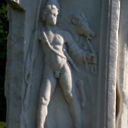 Šempeter, Mausoleum of the Spectatii, Central relief, Castor or Pollux