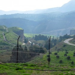 Today, the Yarmouk is the border between Jordan in the south (R) and Syria and Israel in the north, This photo was taken from the Golan Heights.