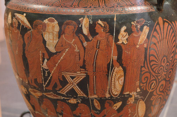 Hephaestus, Thetis, and the arms of Achilles.