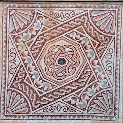 Bosra, Abstract Byzantine mosaic with two pigeons