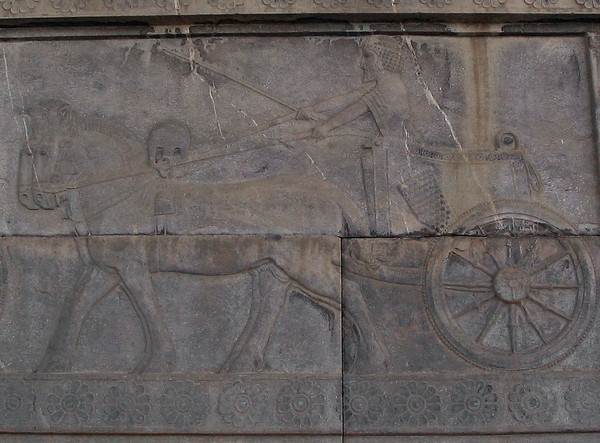 Persepolis, Apadana, East Stairs, northern part, chariot