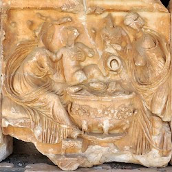 Nysa, Theater, Stage decoration (birth of Dionysus)