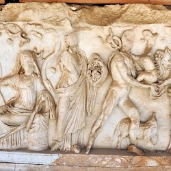 Nysa, Theater, Stage decoration: gods