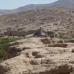 The southern sluice of the Marib dam from a distance