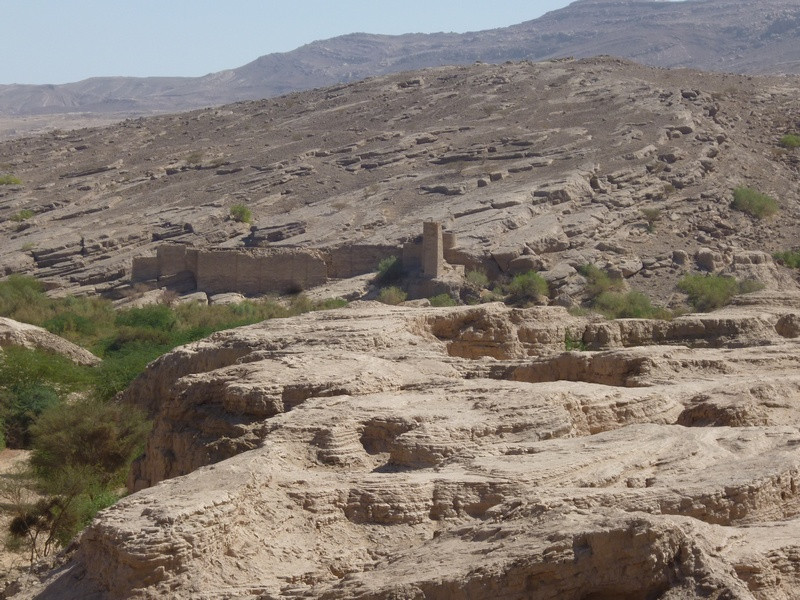 The southern sluice of the Marib dam from a distance