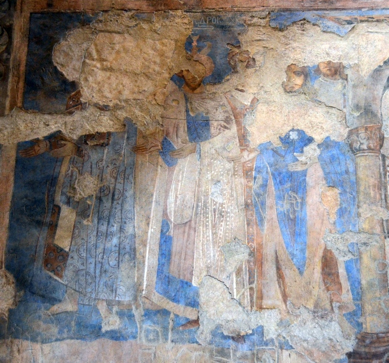 Qusair Amra, Throne hall, Six defeated kings: the Byzantine emperor, Roderic the Visigoth, Khusrau the Persian, and the Axumite Negus can be recognized; two others cannot be identified