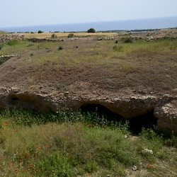 Marchellos, Site of the siege ramp (wall in the background right, countermine visible right of center)
