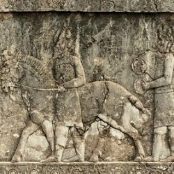 Persepolis, Apadana, North Stairs, Tribute Bearers, Scythians