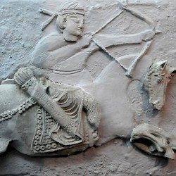 Varahsha, Relief of a hunter on horseback chasing deer