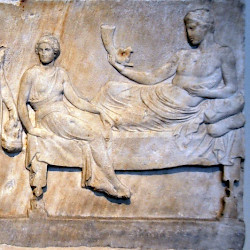Piraeus, Votive stela of a reclining Dionysus