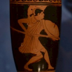 Attica, Red-figured vase with a hoplite