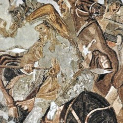 Pompeii, House of the Faun, Alexander Mosaic, detail: Oxyathres
