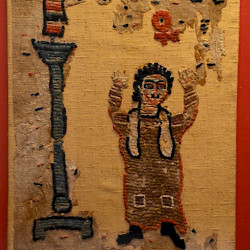 Antinoopolis, Coptic textile, Praying man with candelaber and ankh