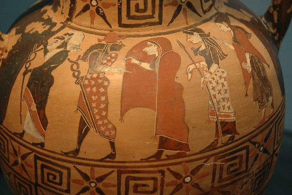 Judgment of Paris; f.l.t.r. Hermes, Iris, Hera, Athena, Aphrodite