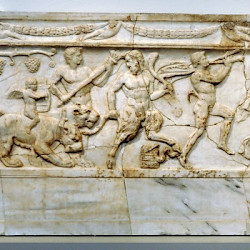 Rome, Via Appia, Sarcophagus of Dionysus and Ariadne (found near the Mausoleum of Caecilia Metella)