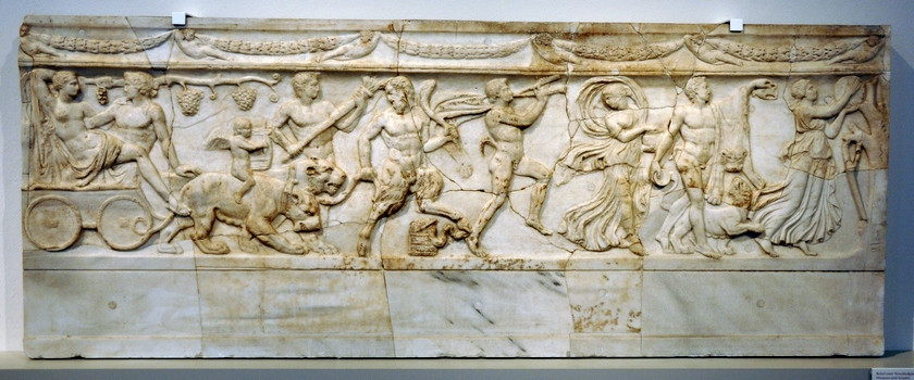 Rome, Via Appia, Sarcophagus of Dionysus and Ariadne (found near the Mausoleum of Caecilia Metella)