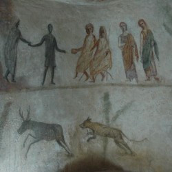 Janzur, Tomb painting, Proserpina and Pluto, attended by two slaves, receiving the dead