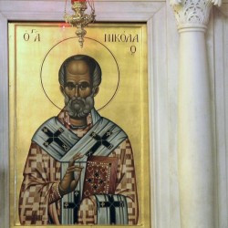 St Nicholas on an icon in the church of St Demetrius, Thessaloniki