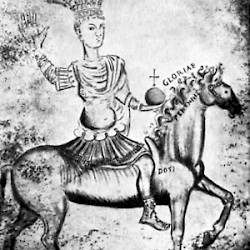 Theodosius I on horseback. Drawing made for Cyriacus of Ancona, based on a statue or medal