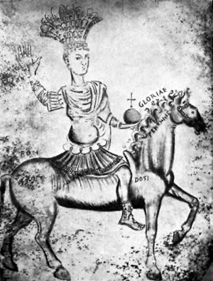 Theodosius I on horseback. Drawing made for Cyriacus of Ancona, based on a statue or medal