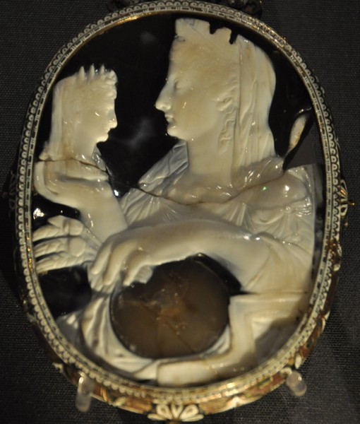 Livia with bust of Augustus