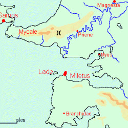 Map of the battles of Lade and Mycale