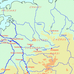 Map of Rome's possessions across the Rhine
