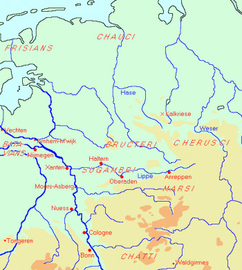 Map of Rome's possessions across the Rhine