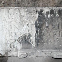 Rome, Mausoleum of Augustus, tombstone of Tiberius