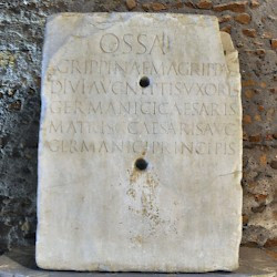 Rome, Mausoleum of Augustus, tombstone of Agrippina I