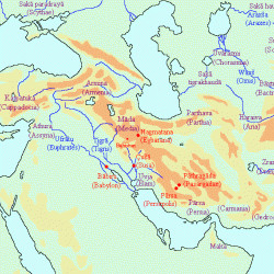 Map of the Achaemenid Empire with Persian names