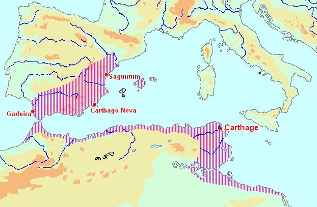 Map of the Carthaginian Empire (c.220 BCE)