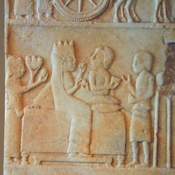 Dascylium, Short funerary stele: chariot: dinner scene