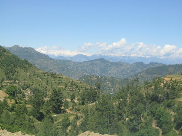 In the distance: the wall-shaped Himalayas
