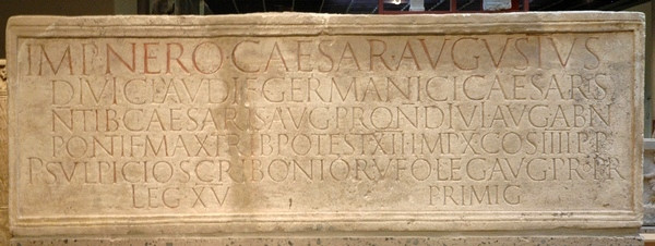 Cologne, Dedication to Nero by the commander of XV Primigenia, Publius Sulpicius Scribonius Rufus