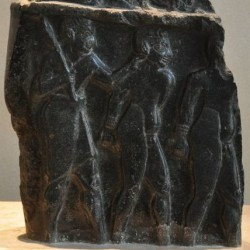 POWs being led away on an Akkadian victory stele
