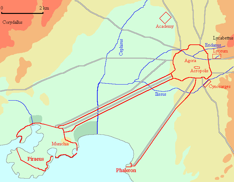 Map of the Long Walls of Athens